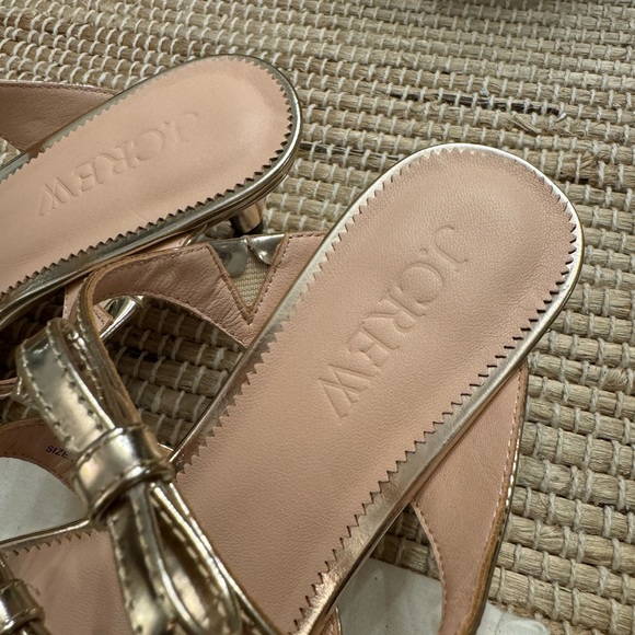 NWT J. Crew Zadie Triple Bow Gold Metallic Kitten Heels - Picture 7 of 9